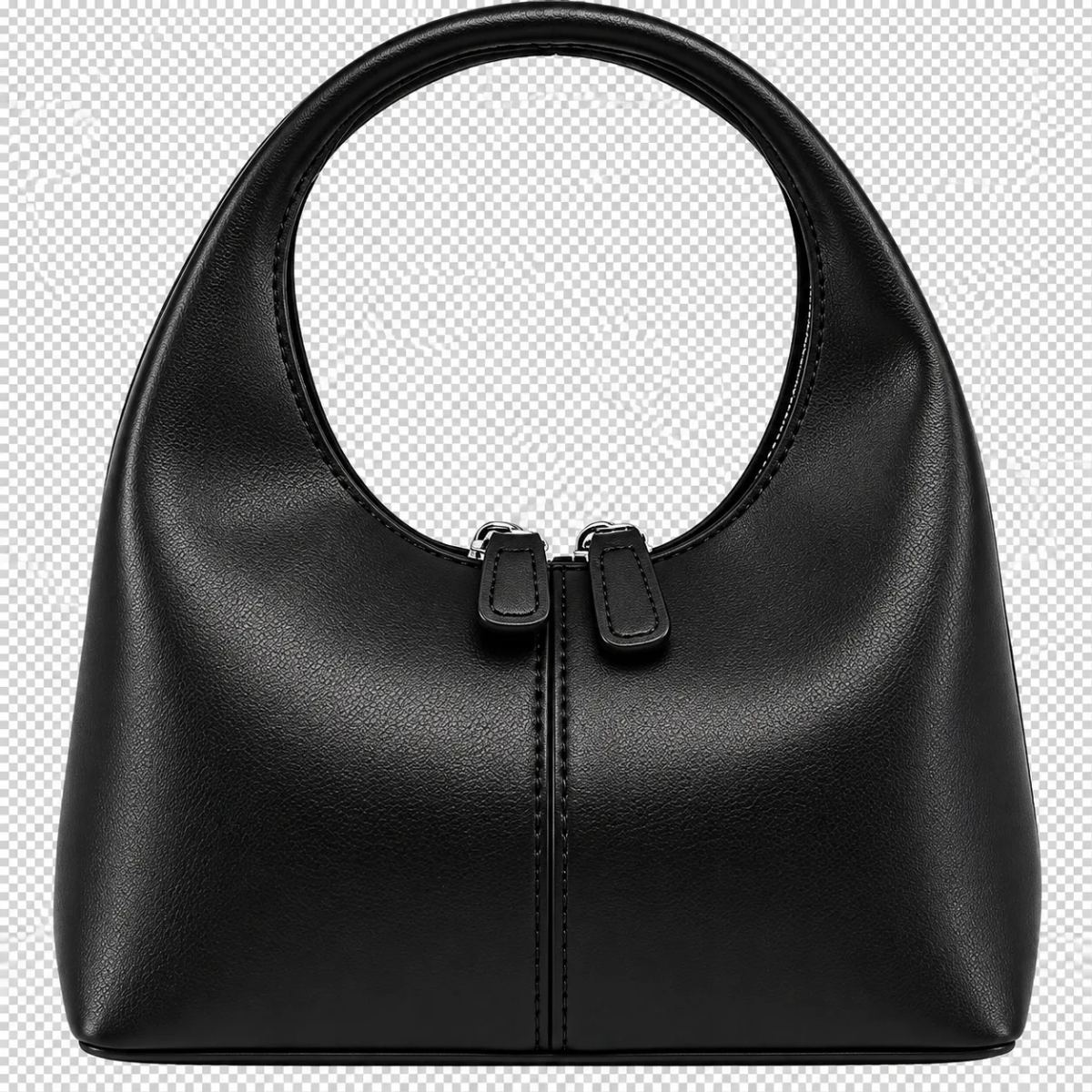 Elegant Black Crescent Top-Handle Handbag