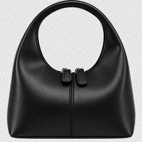 Elegant Black Crescent Top-Handle Handbag