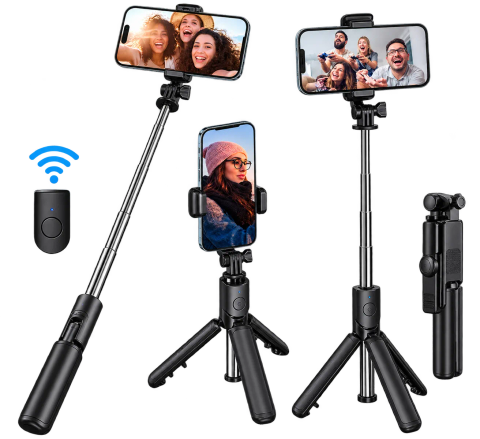 Portable Selfie Stick Tripod with Wireless Remote & Fill Light