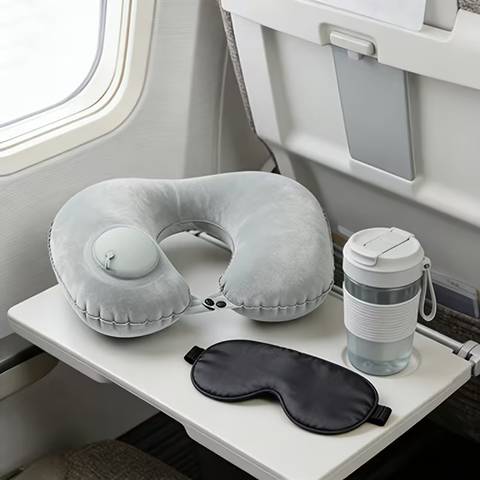 One-Button Inflatable U-Shaped Neck Pillow
