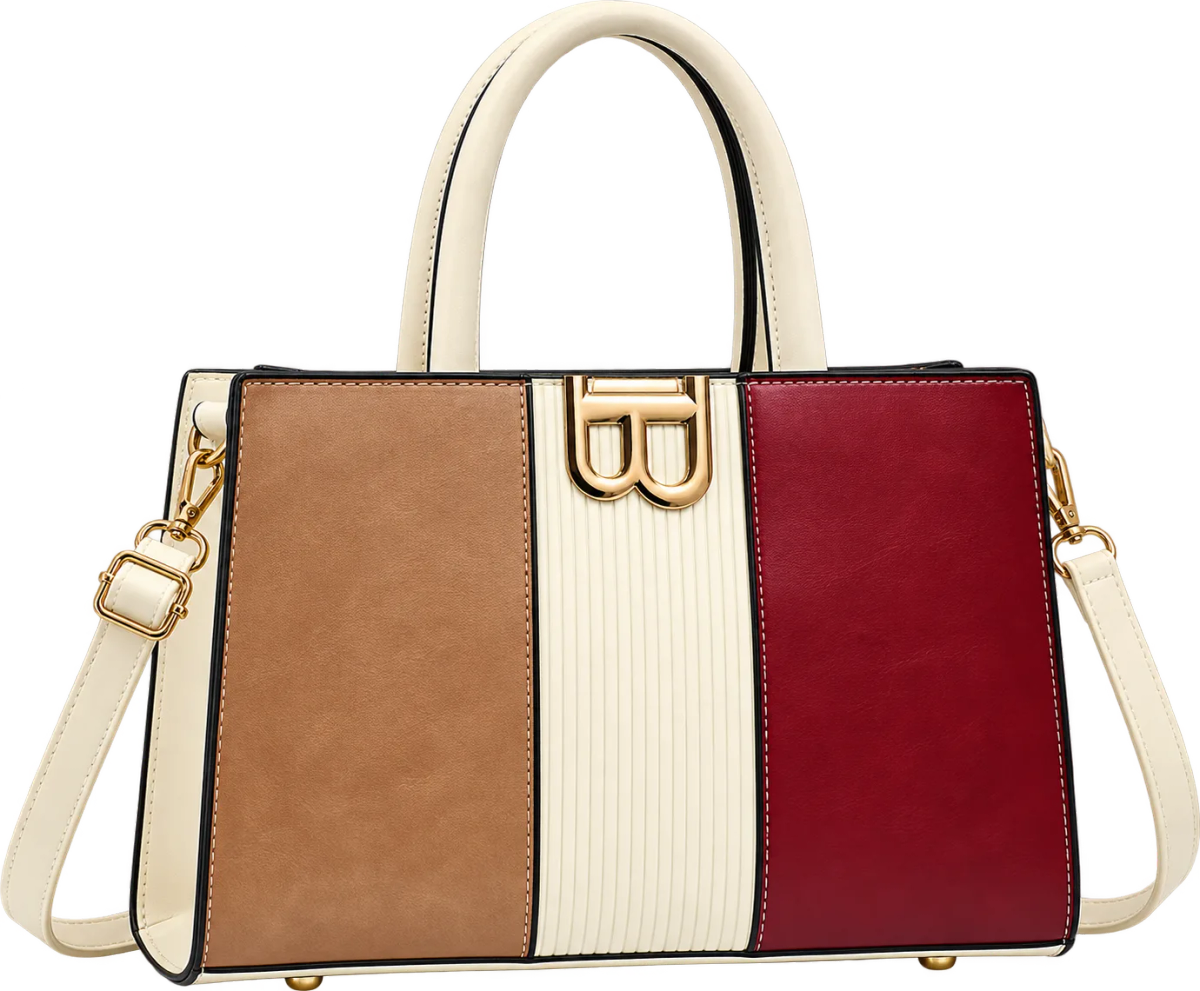 Elegant Color-Block Women's Top Handle Handbag
