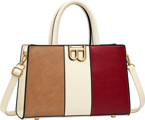 Elegant Color-Block Women's Top Handle Handbag