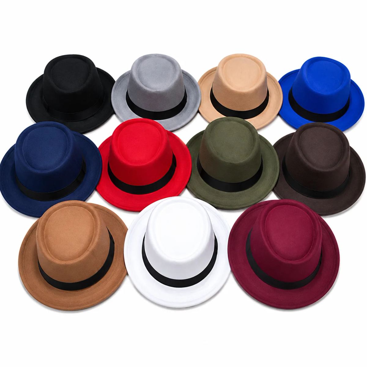Classic Unisex Felt Fedora Hat with Black Ribbon Band