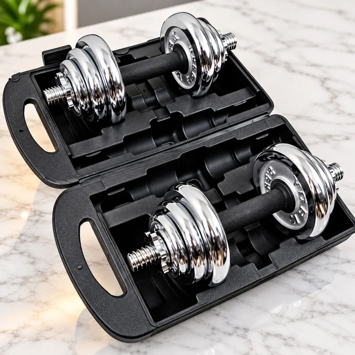 20kg Adjustable Dumbbell Set with Carrying Case – 10kg Each Hand