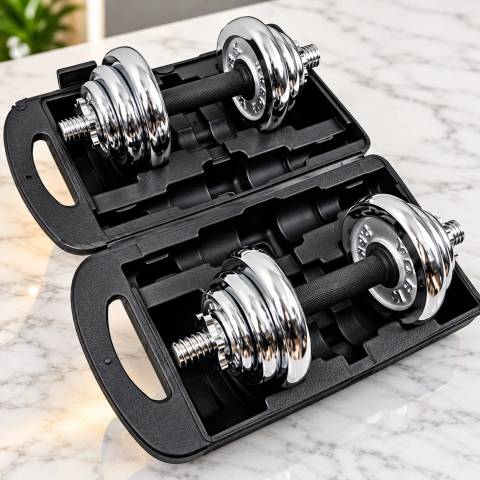 20kg Adjustable Dumbbell Set with Carrying Case – 10kg Each Hand
