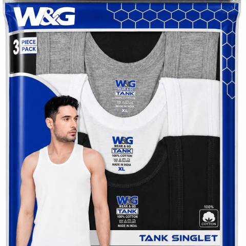 W&G Plain Colour Singlet-3 pcs