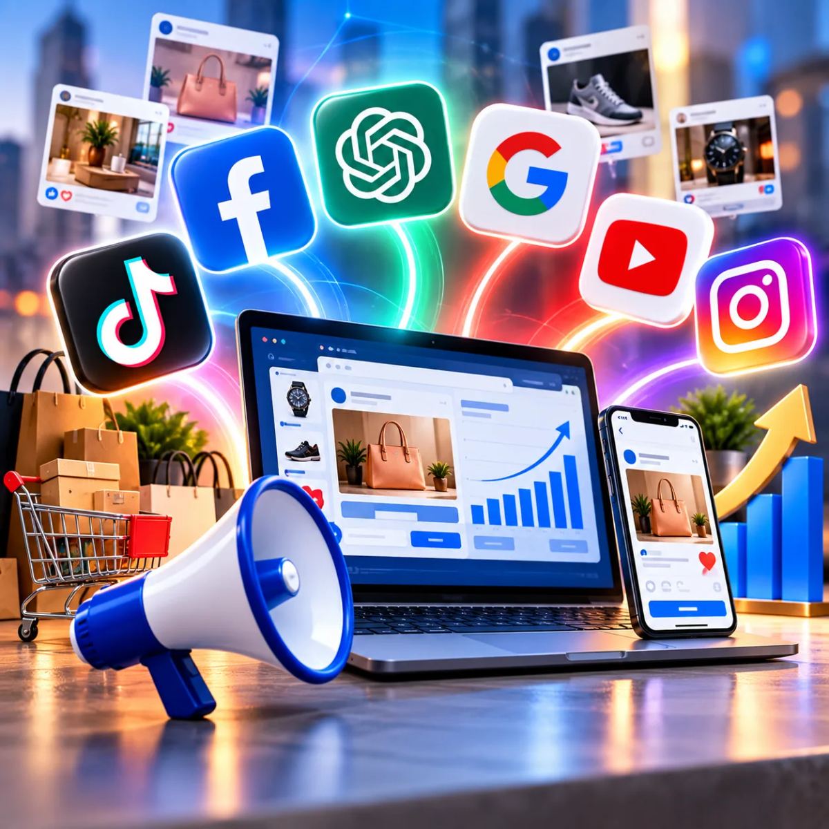 Advertise your business on ChatGPT, Facebook, TikTok, Google, YouTube & Instagram.