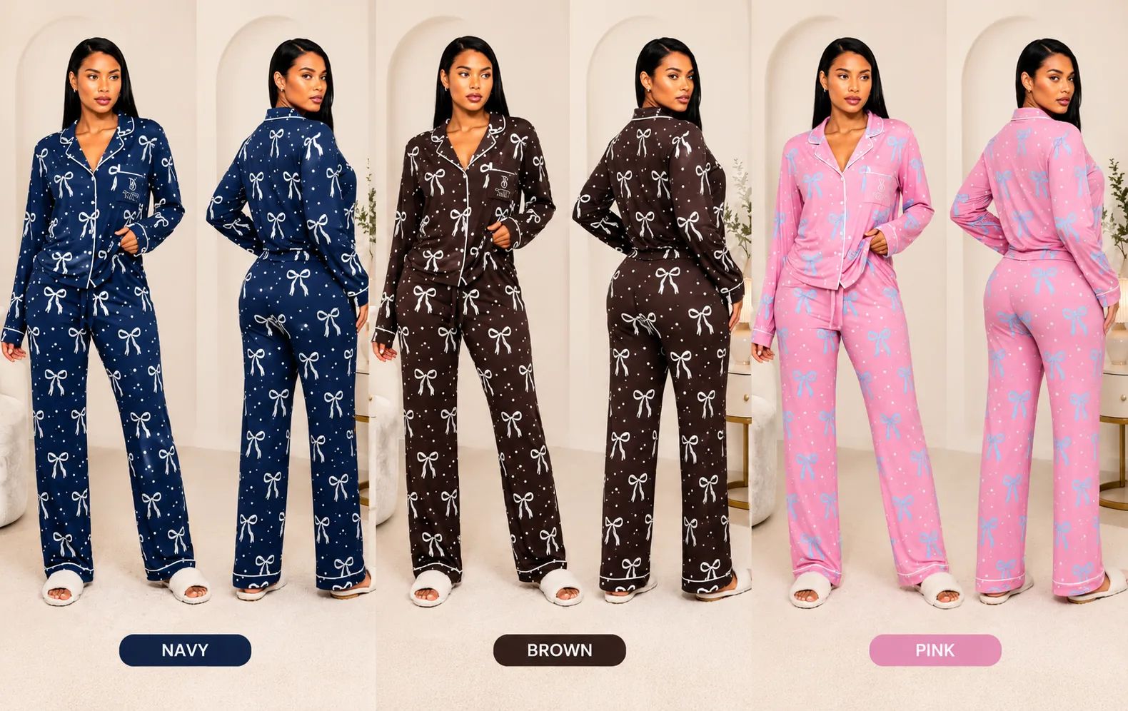 Women's Long Sleeve Printed Button-Down Pyjama Set – Soft Lounge & Sleepwear