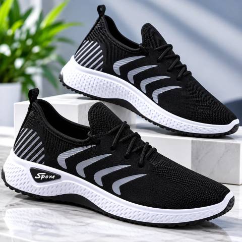 Men's Lightweight Running & Sports Sneakers – Black