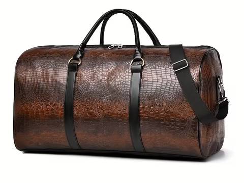 Large Capacity Crocodile Print Tote & Duffle Bag.