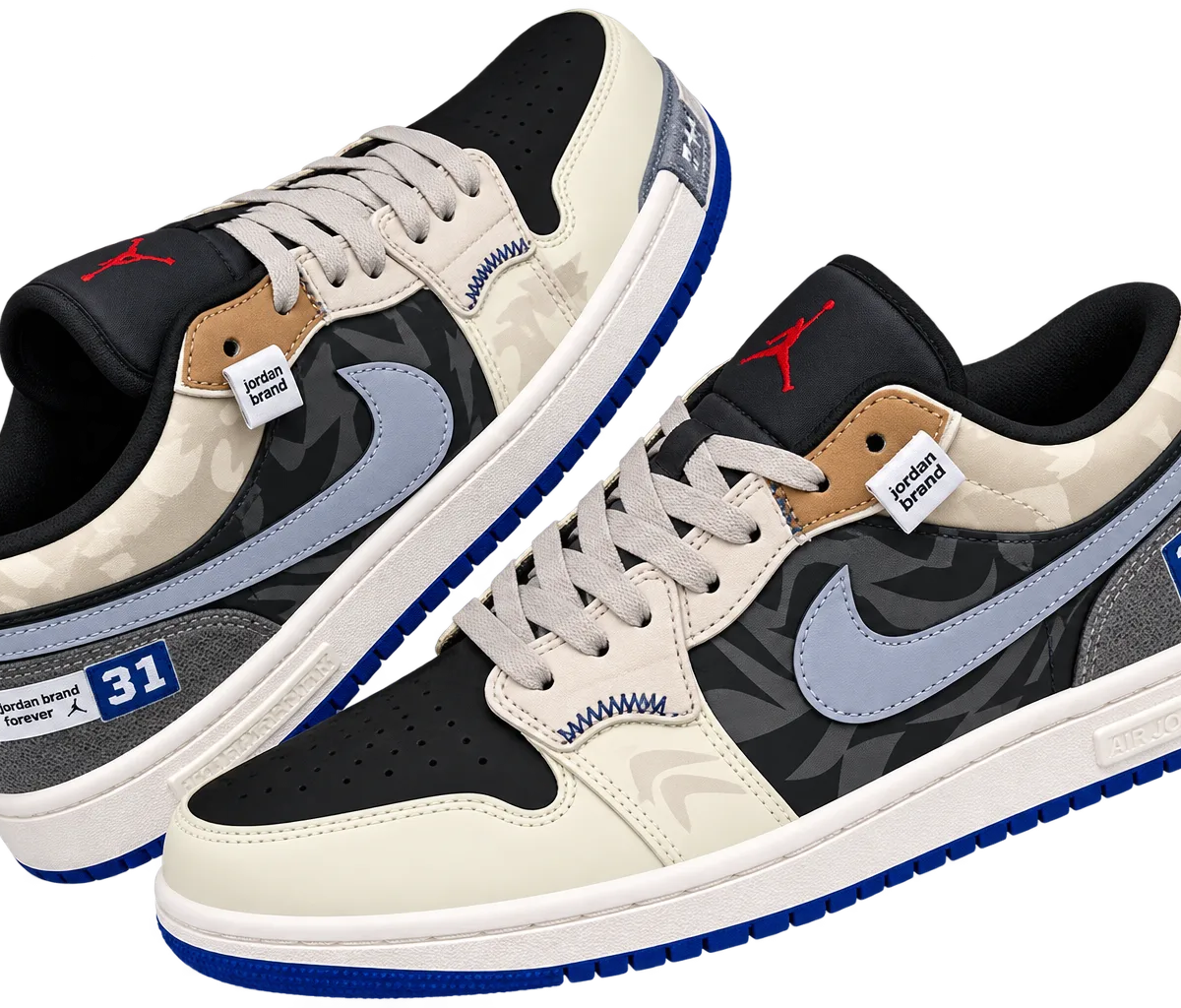 Men's Air Jordan 1 Low Utility Camo Blue Sneakers