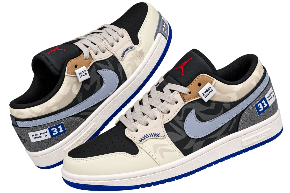 Men's Air Jordan 1 Low Utility Camo Blue Sneakers