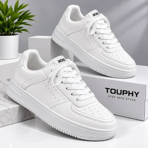 Men's Classic White Lace-Up Sneakers