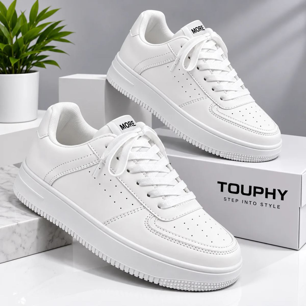 Men's Classic White Lace-Up Sneakers