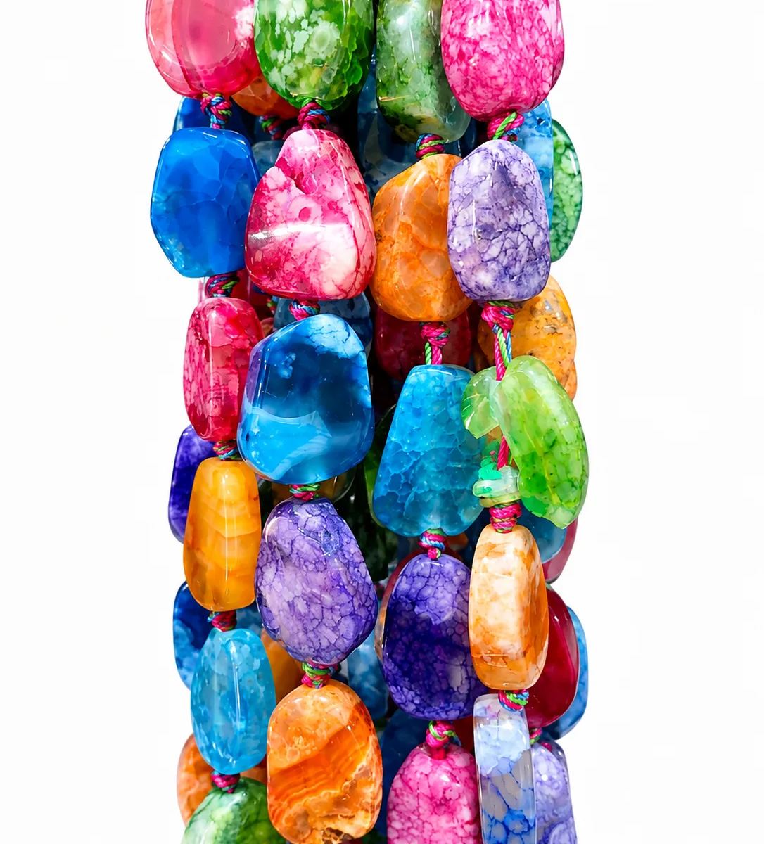 Vibrant Multicolor Agate Bead Strands