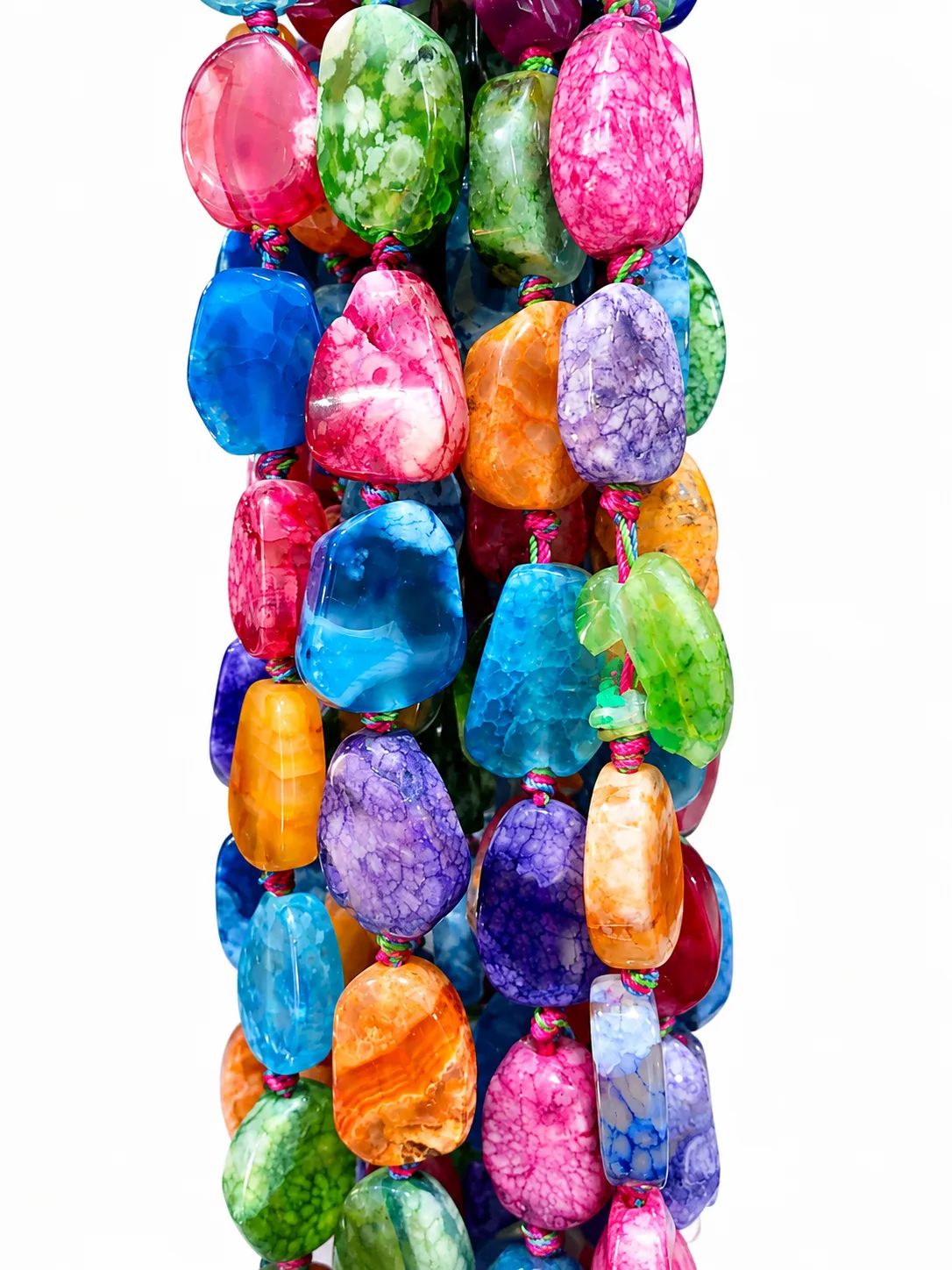 Vibrant Multicolor Agate Bead Strands