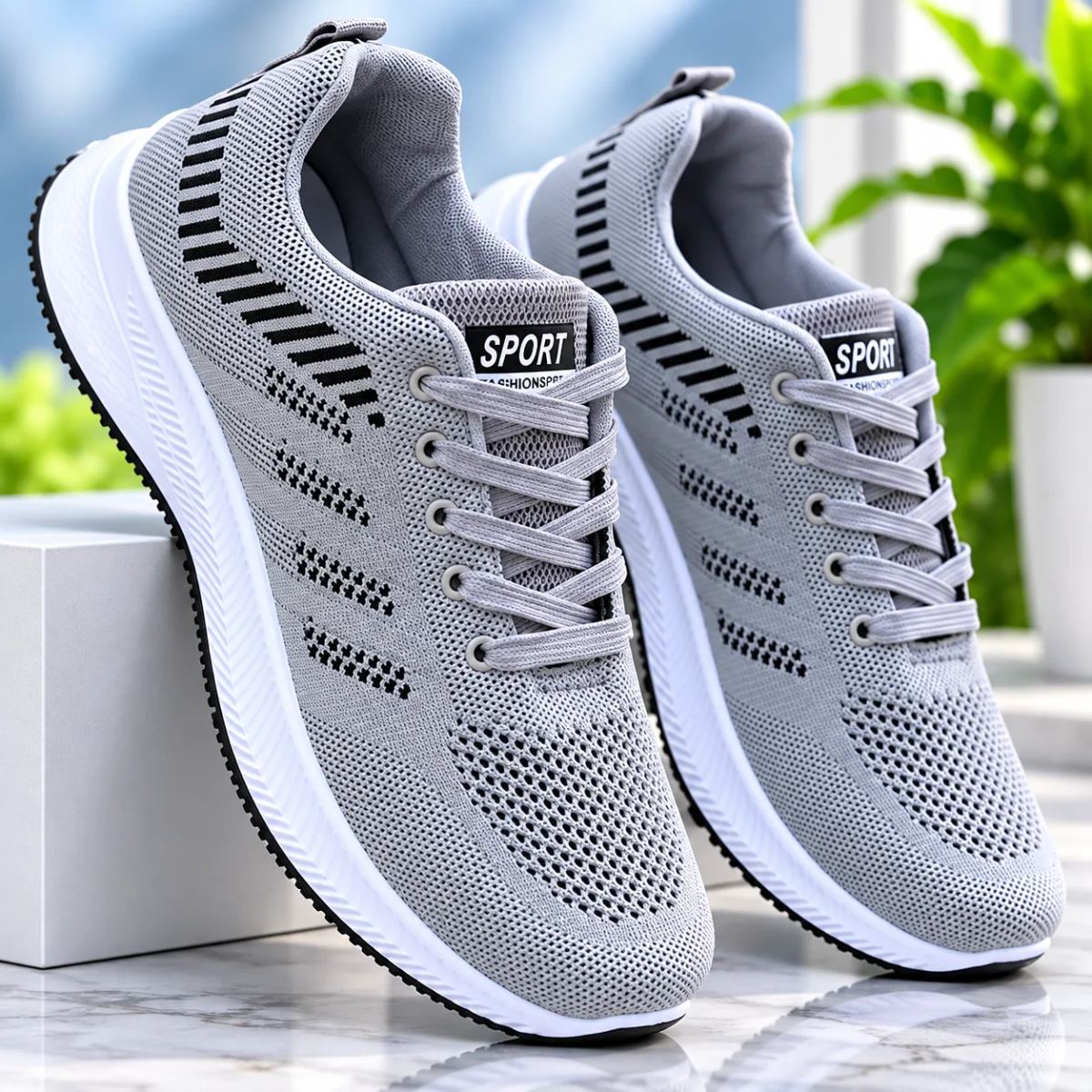Men's Grey Lightweight Sports & Casual Sneakers