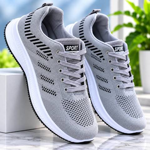 Men's Grey Lightweight Sports & Casual Sneakers