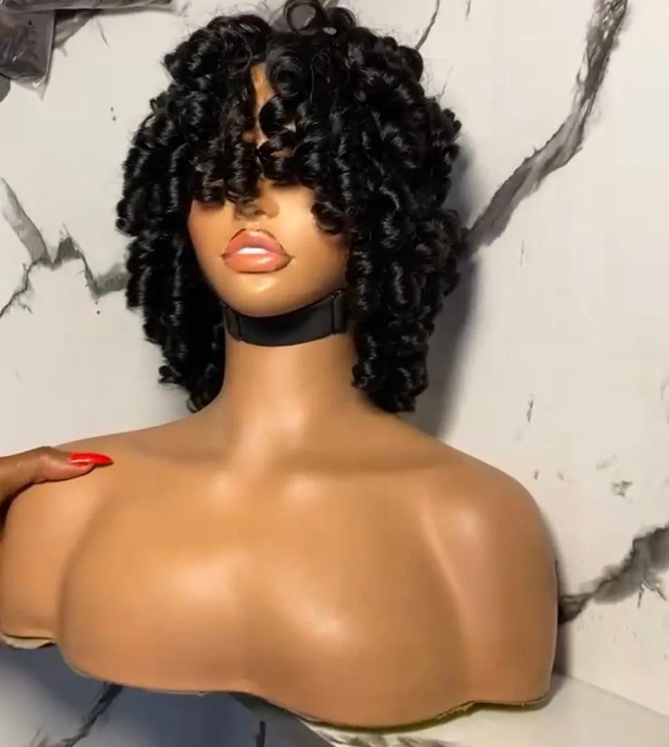 Rose Curl Wig – 6 Inches | Black Short Curly Wig