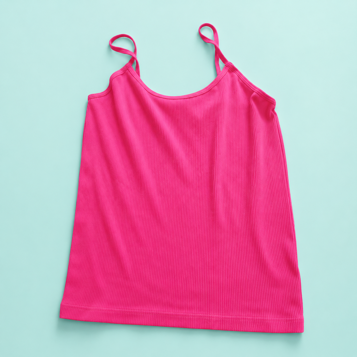 Pink Ribbed Spaghetti Strap Camisole