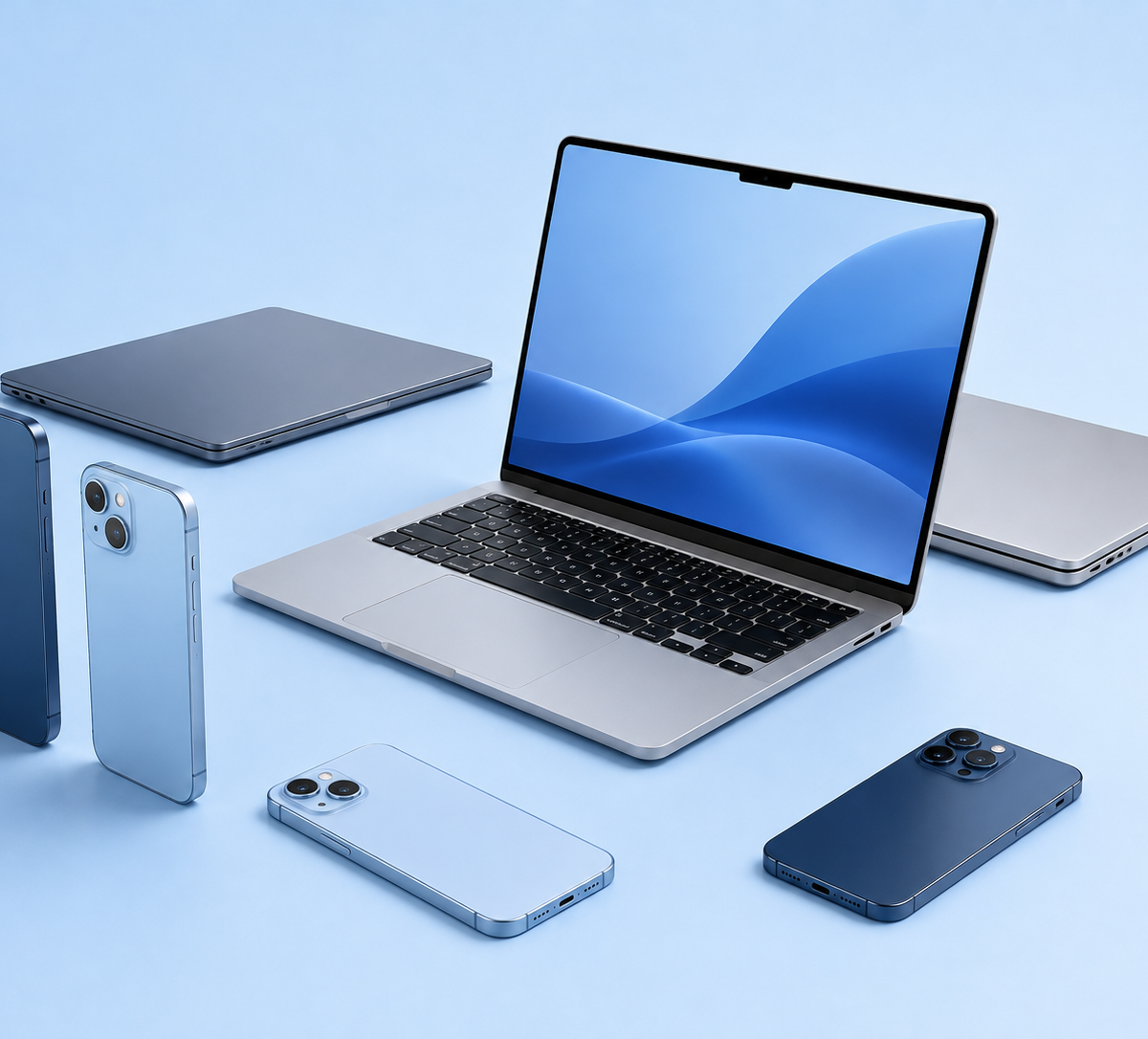 Premium Modern Smart Phones and Laptops